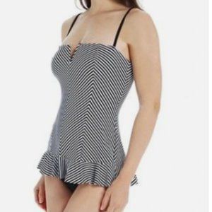SPANX Swim Dress Black & White Stripe - Size 16 - NWT